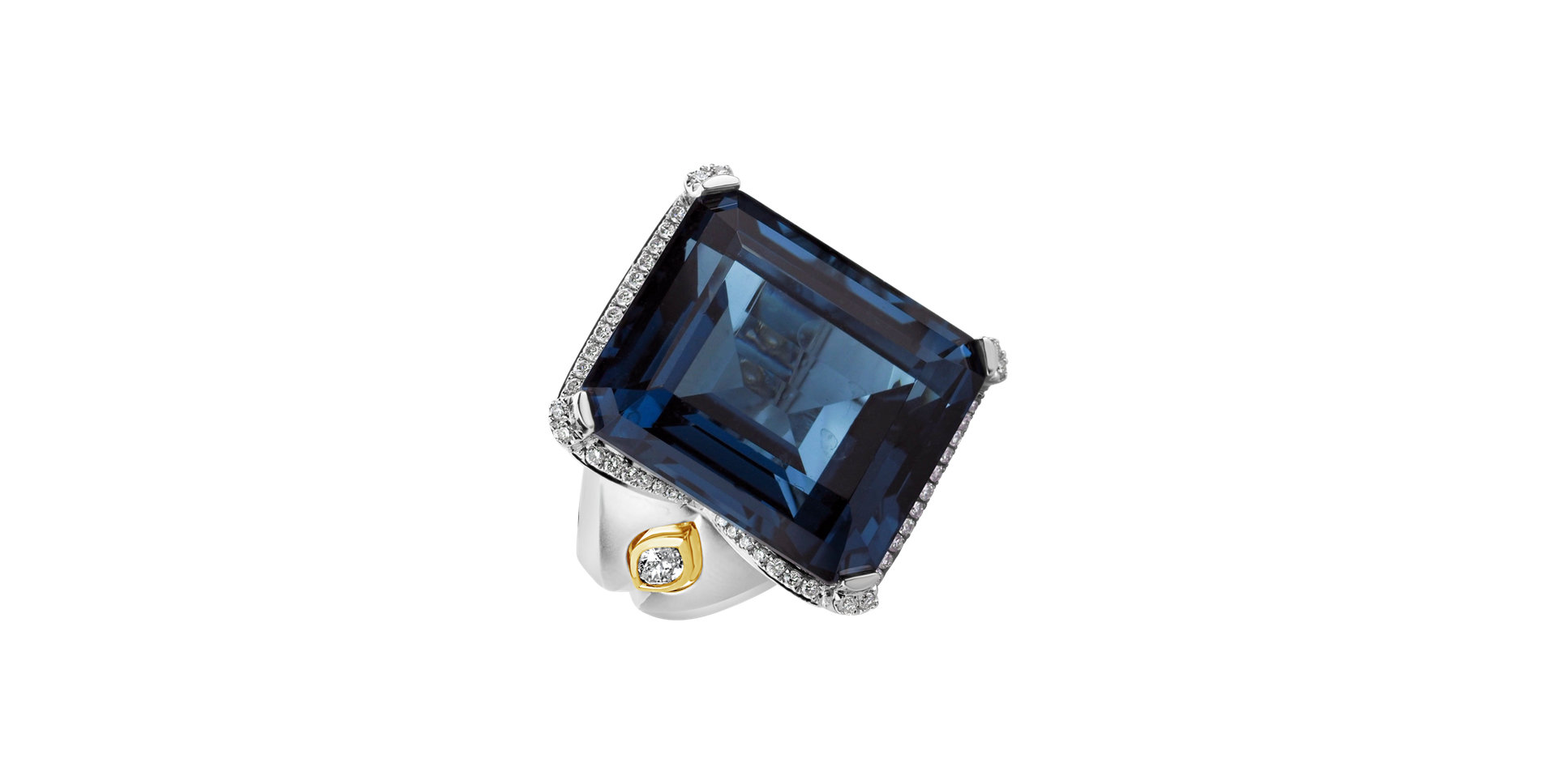 Diamond ring with Topaz Blue Rhapsody