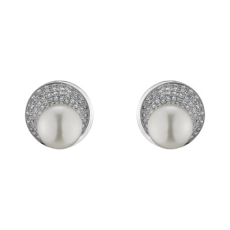 Diamond earrings with Pearl Analeigh