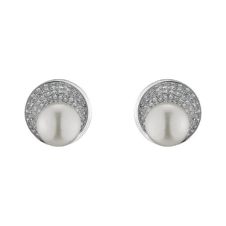 Diamond earrings with Pearl Analeigh