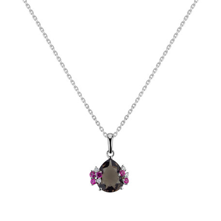 Diamond pendant with Sapphire and Quartz Mystérieux