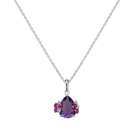 Diamond pendant with Sapphire and Amethyst Mystérieux