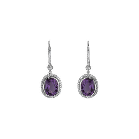 Diamond earrings with Amethyst Penny