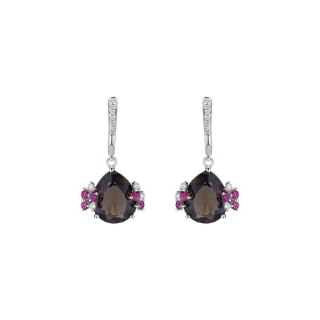 Diamond earrings with Quartz and Sapphire Aurore