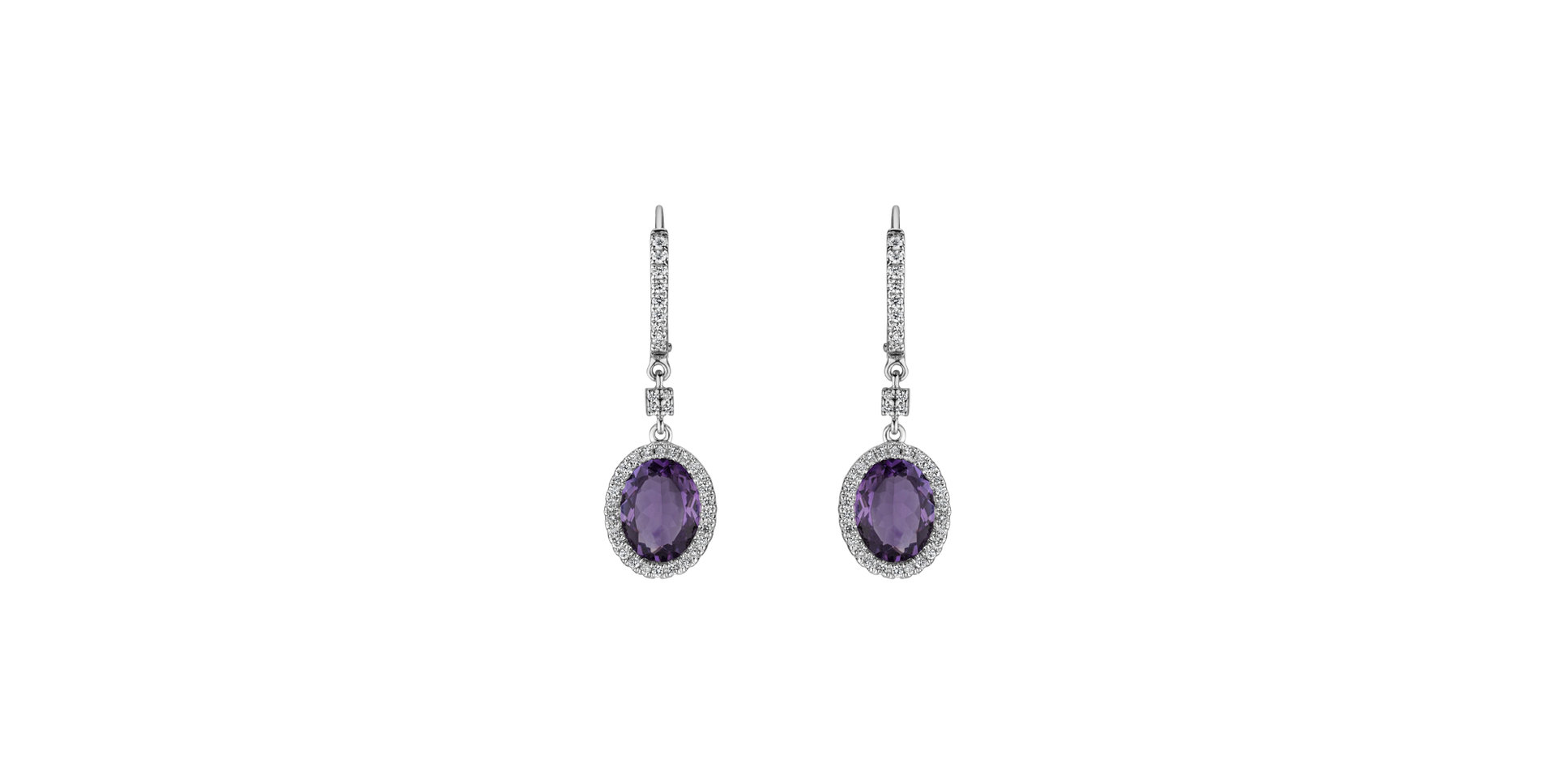 Diamond earrings with Amethyst Strayer