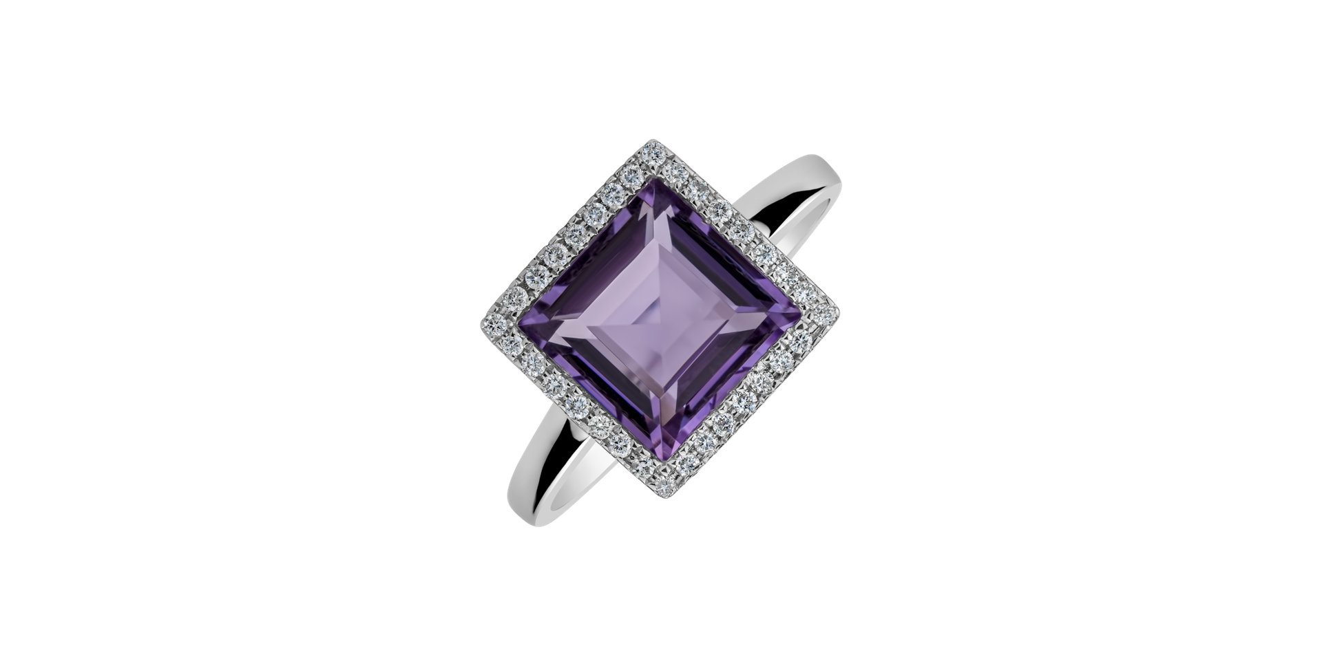 Diamond rings with Amethyst Oblige