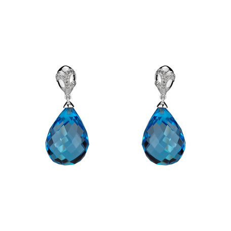 Diamond earrings with Topaz Hanlerore