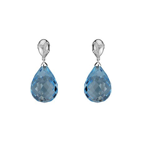 Diamond earrings with Topaz Hanlerore