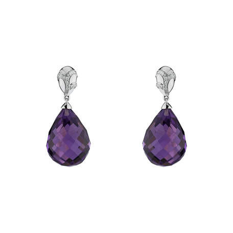 Diamond earrings with Amethyst Hanlerore