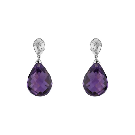 Diamond earrings with Amethyst Hanlerore