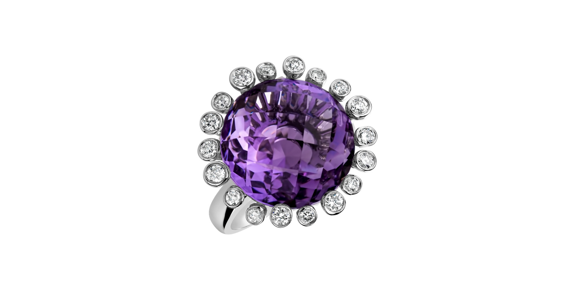 Diamond Diamond rings with Amethyst Mina