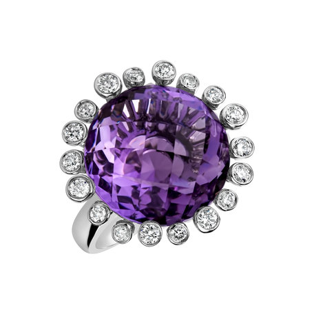 Diamond Diamond rings with Amethyst Mina