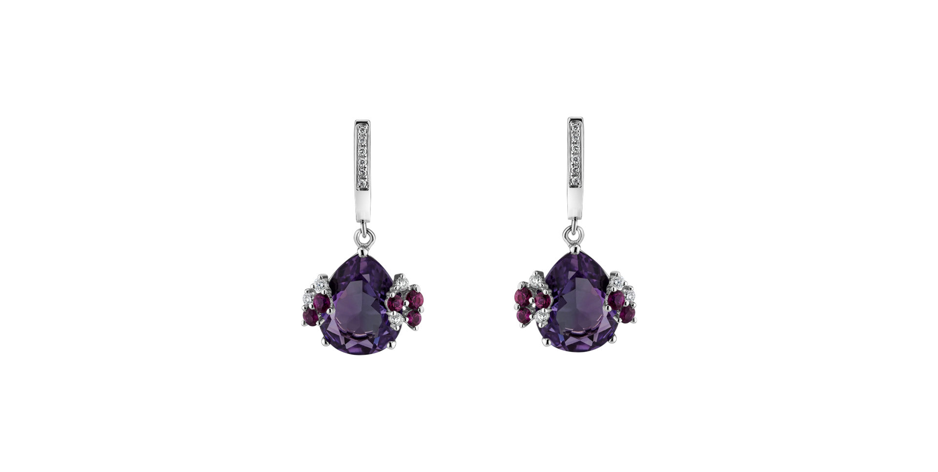 Diamond earrings with Amethyst and Sapphire Rainbow Garden