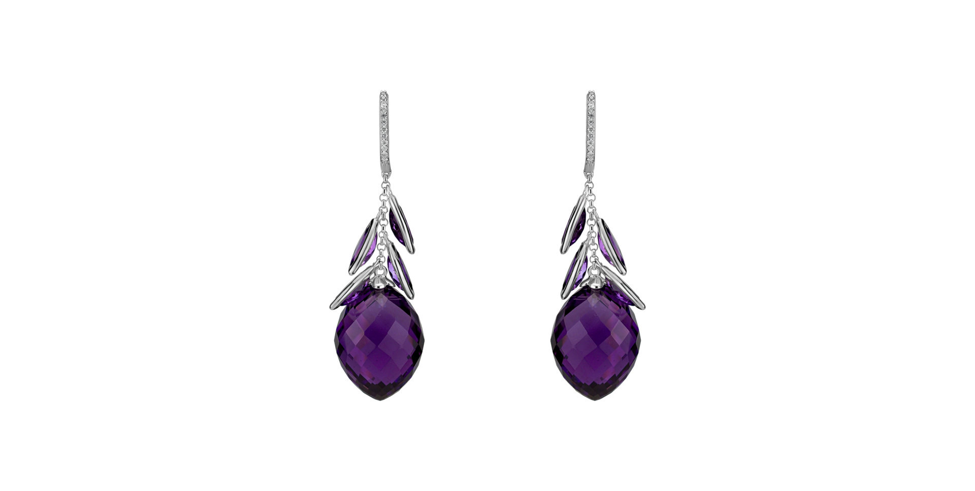 Diamond earrings with Amethyst Persephone