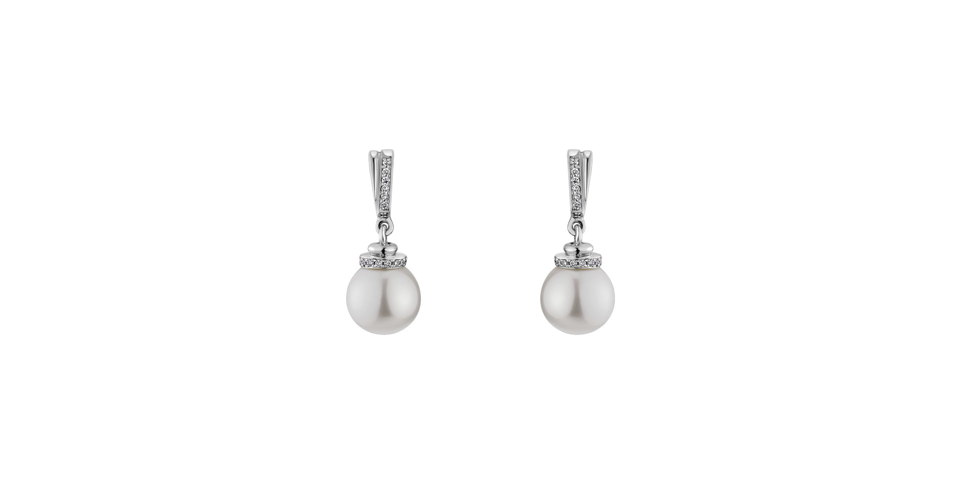 Diamond earrings with Pearl Sea Twins
