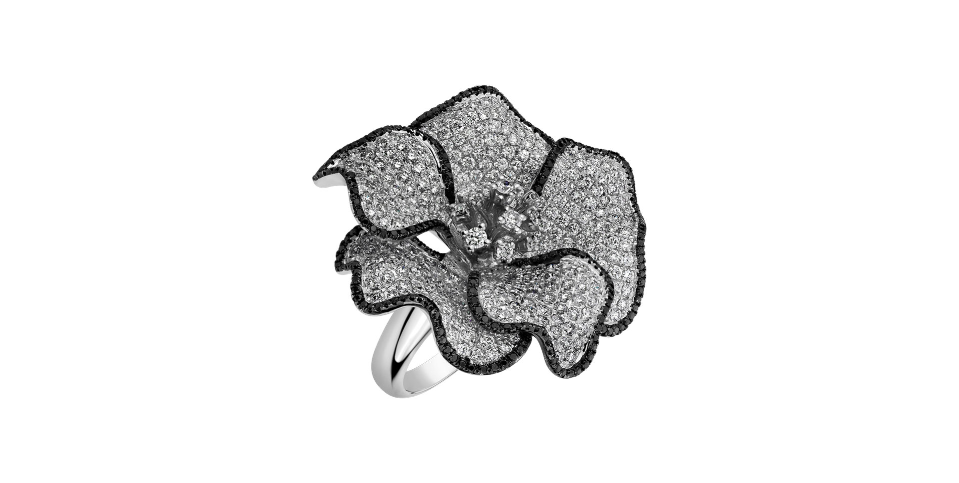 Ring with black and white diamonds Gladioli