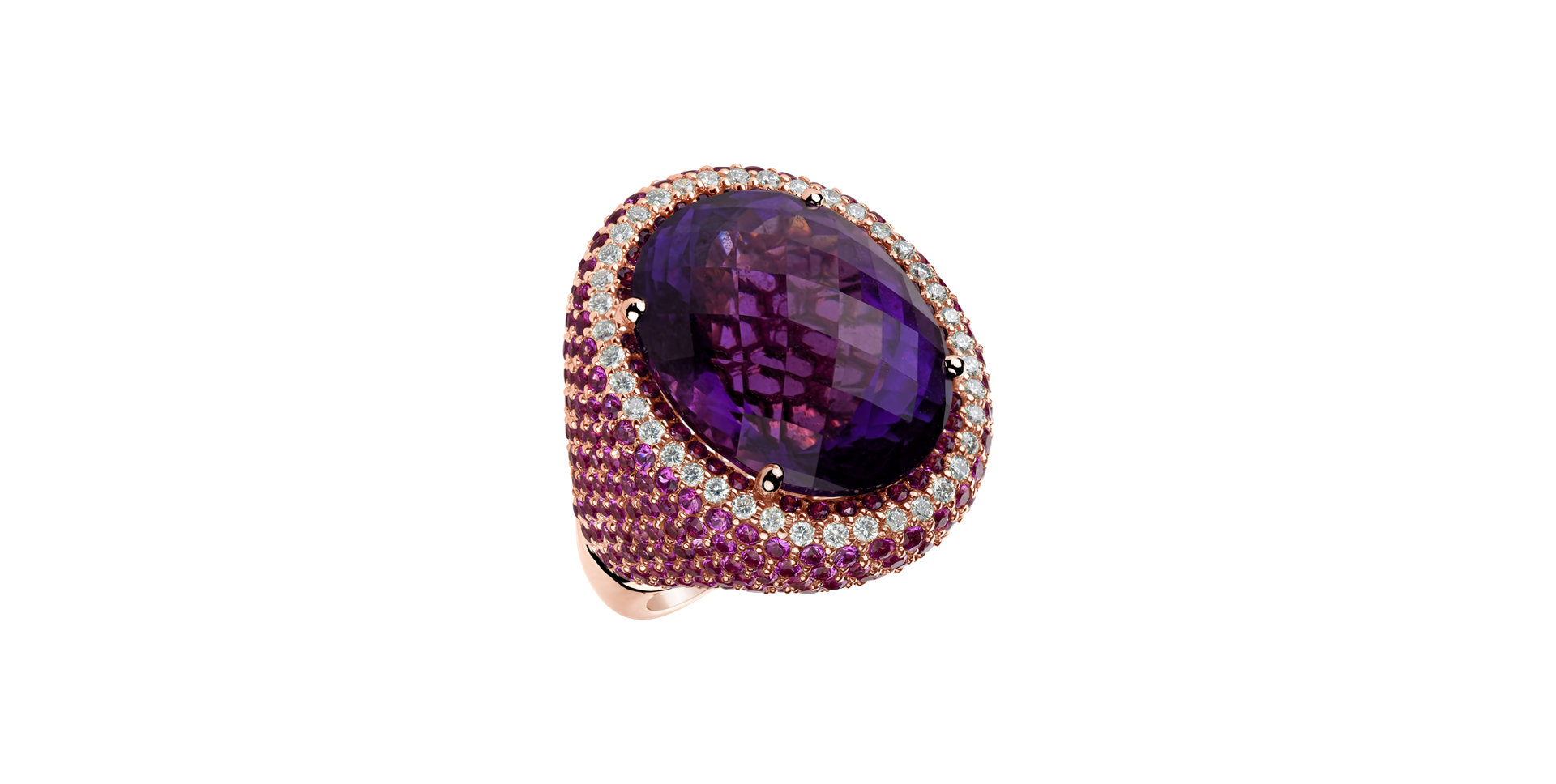 Diamond ring with Amethyst and Sapphire Violetta