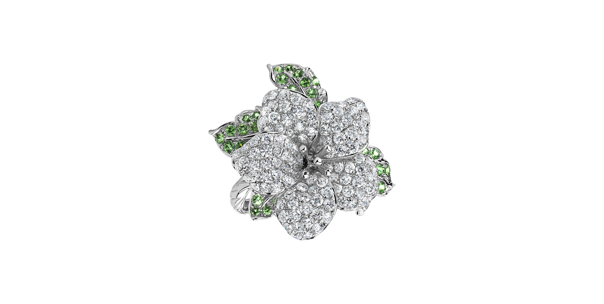 Diamond ring and Garnet Princess Flower