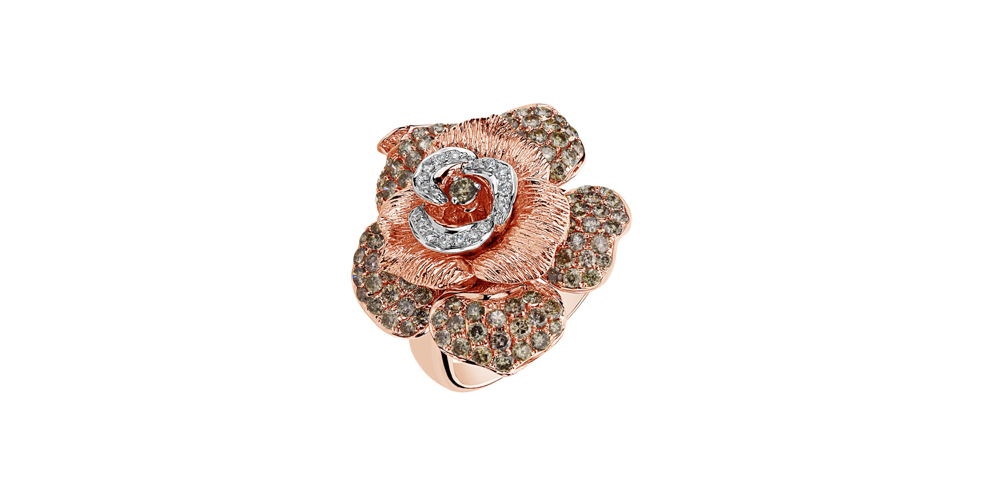 Ring with white and brown diamonds Aristocrat Rose