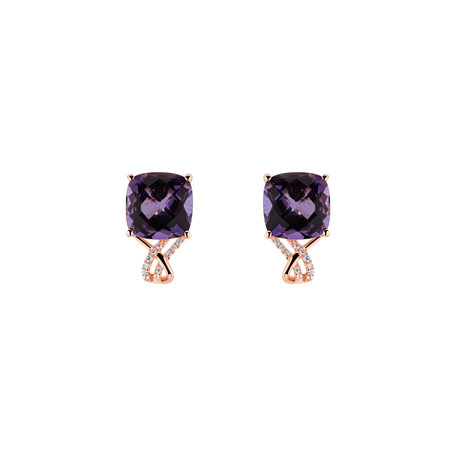 Diamond earrings with Amethyst Velvet Tango