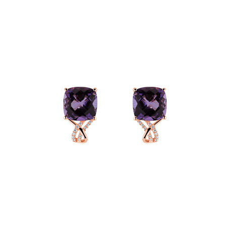 Diamond earrings with Amethyst Velvet Tango