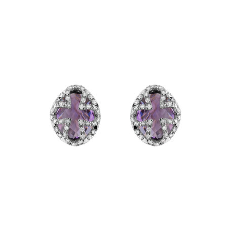Diamond earrings with Amethyst Hamilton