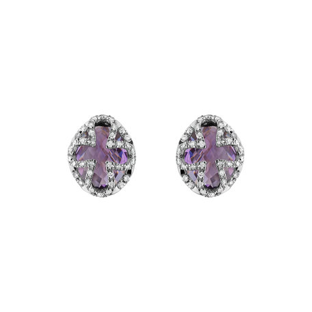 Diamond earrings with Amethyst Hamilton