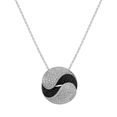 Pendant with black and white diamonds Orient Labyrinth