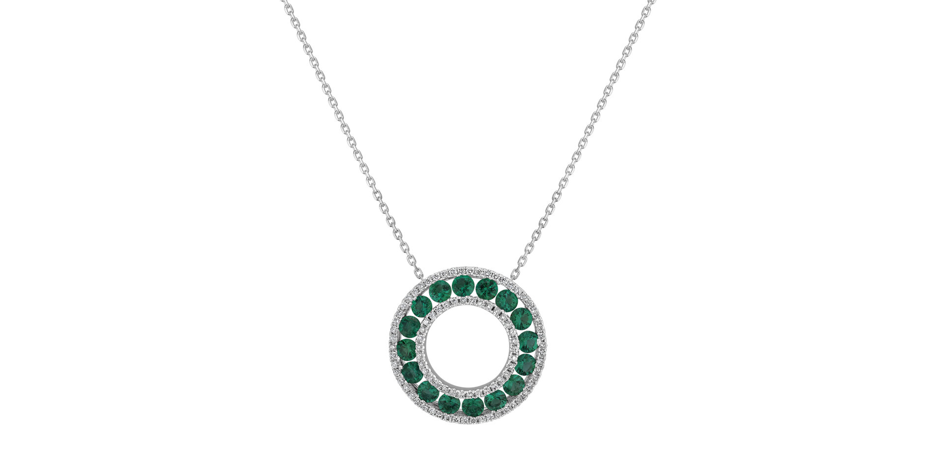 Diamond pendant with Emerald The Art Nouveau Circle