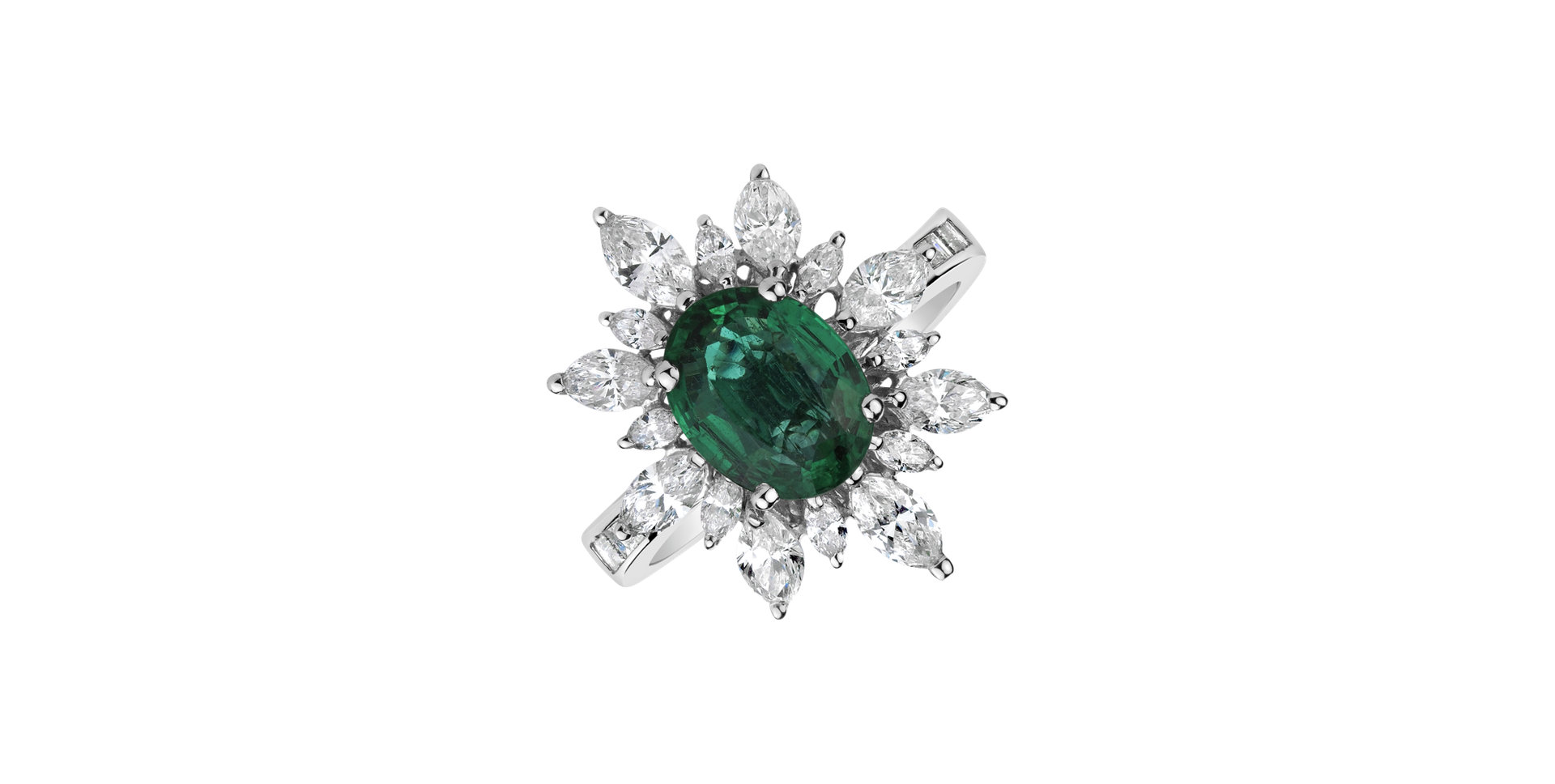 Diamond ring with Emerald Emerald Queen