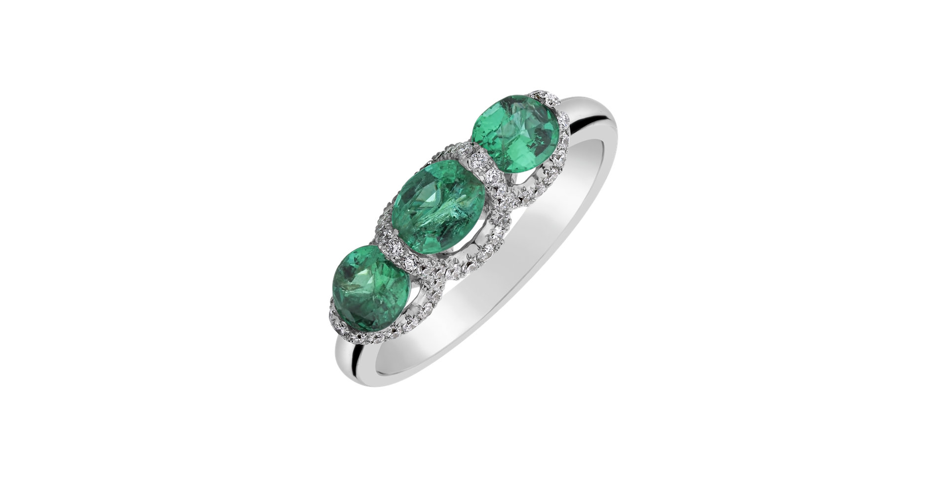 Diamond ring with Emerald Emerald Elegy