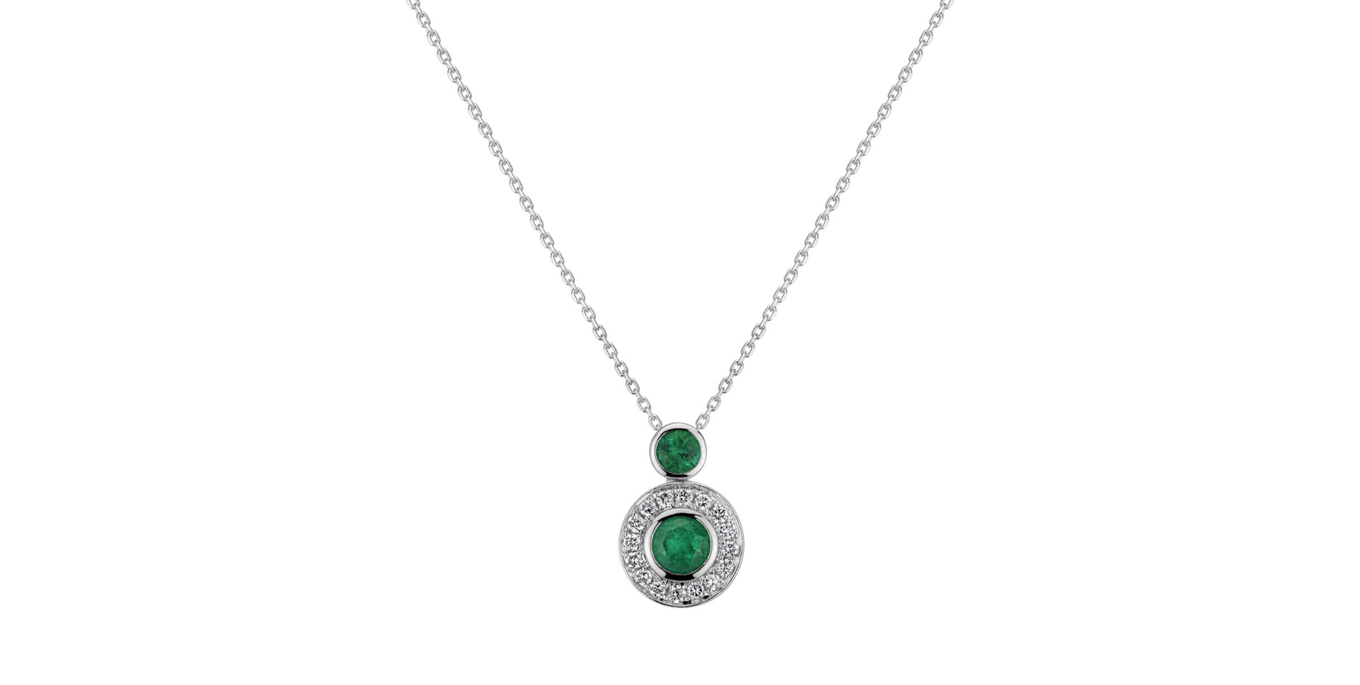 Diamond pendant with Emerald Emerald Happiness