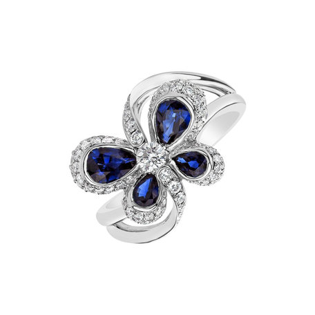 Diamond ring with Sapphire Butterfly Flight