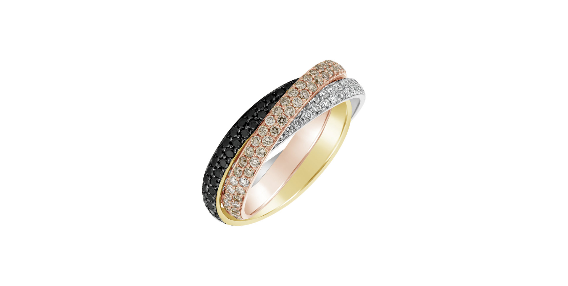 Ring with white, brown and black diamonds Fall Feelings