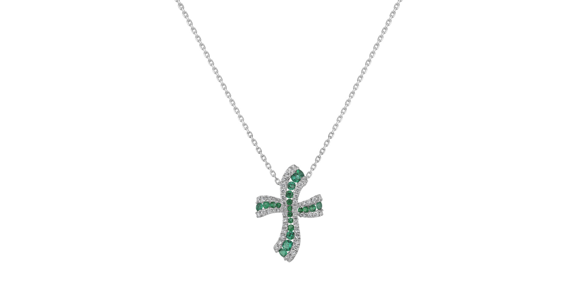 Diamond pendant with Emerald The Happy Crossroad