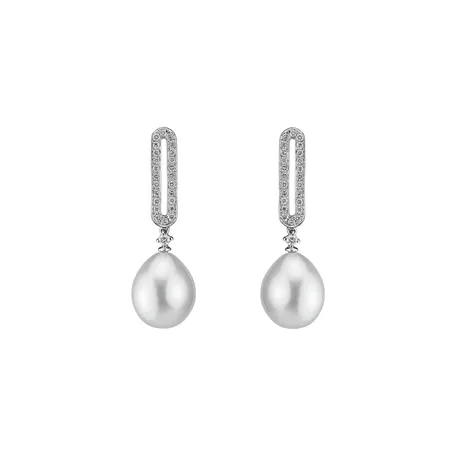Diamond earrings with Pearl Mystical Siren