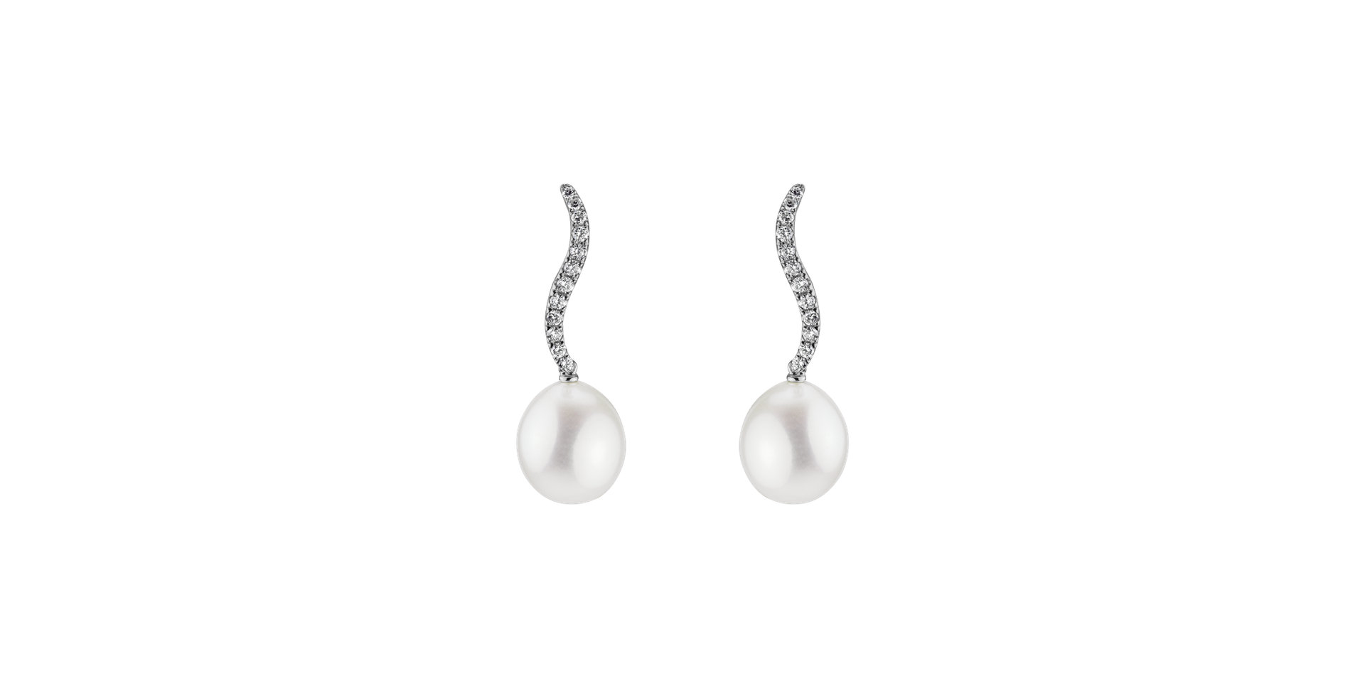 Diamond earrings with Pearl Octavia Wave