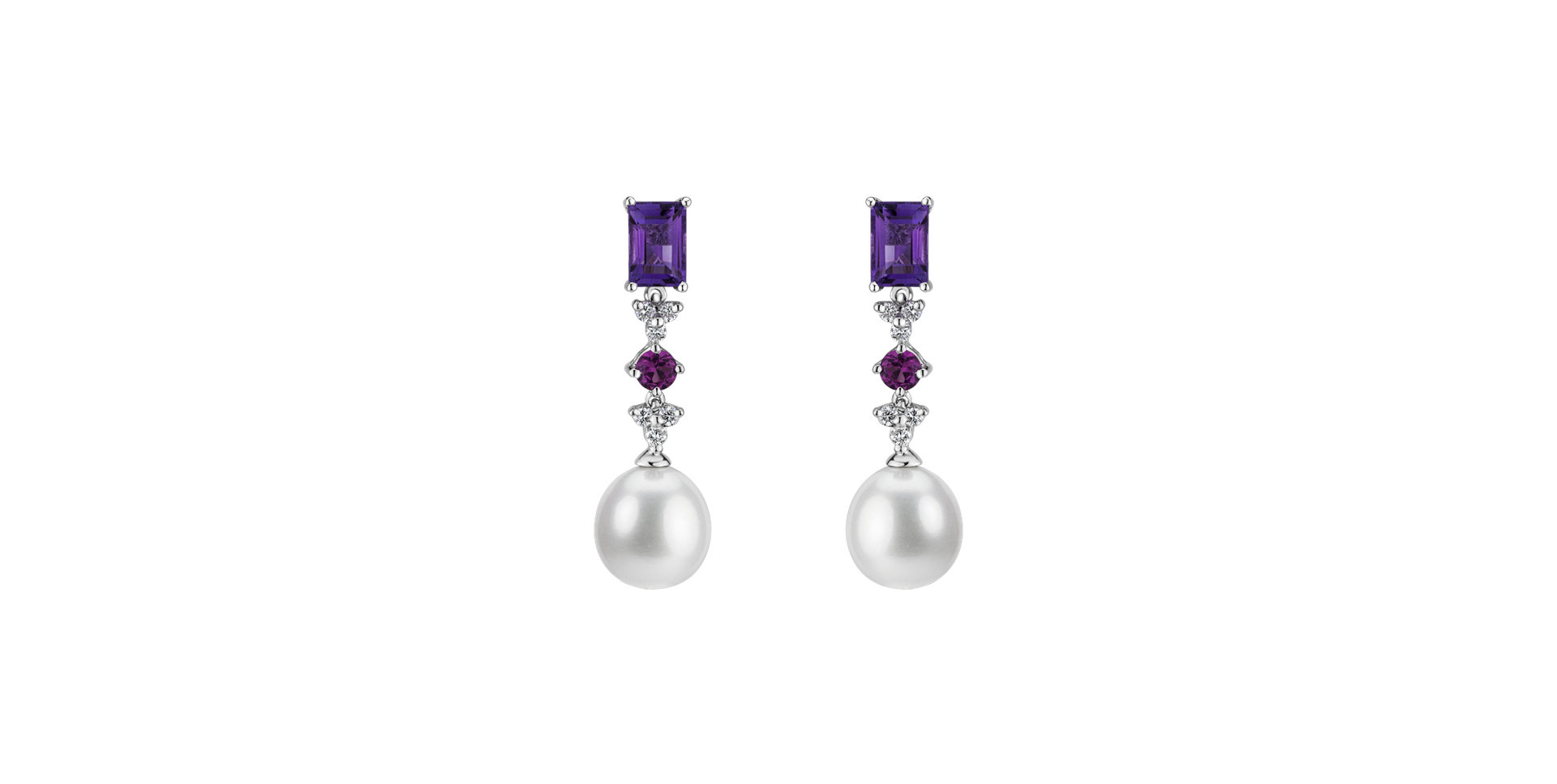 Earrings with Pearl, diamonds and gemstones Ocean