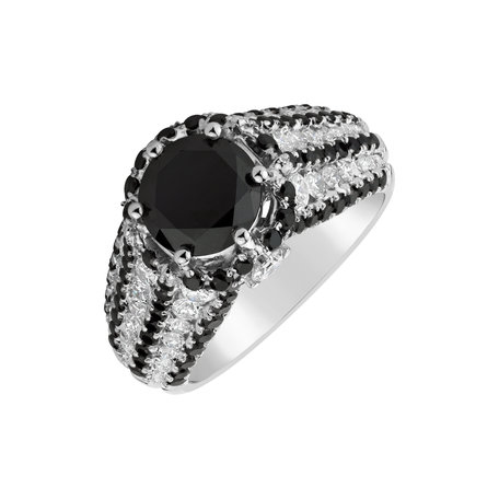 Ring with black and white diamonds Monroe