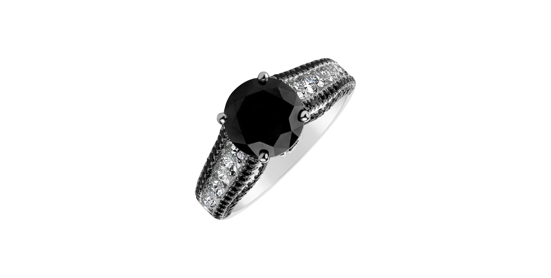 Ring with black and white diamonds Marcellus