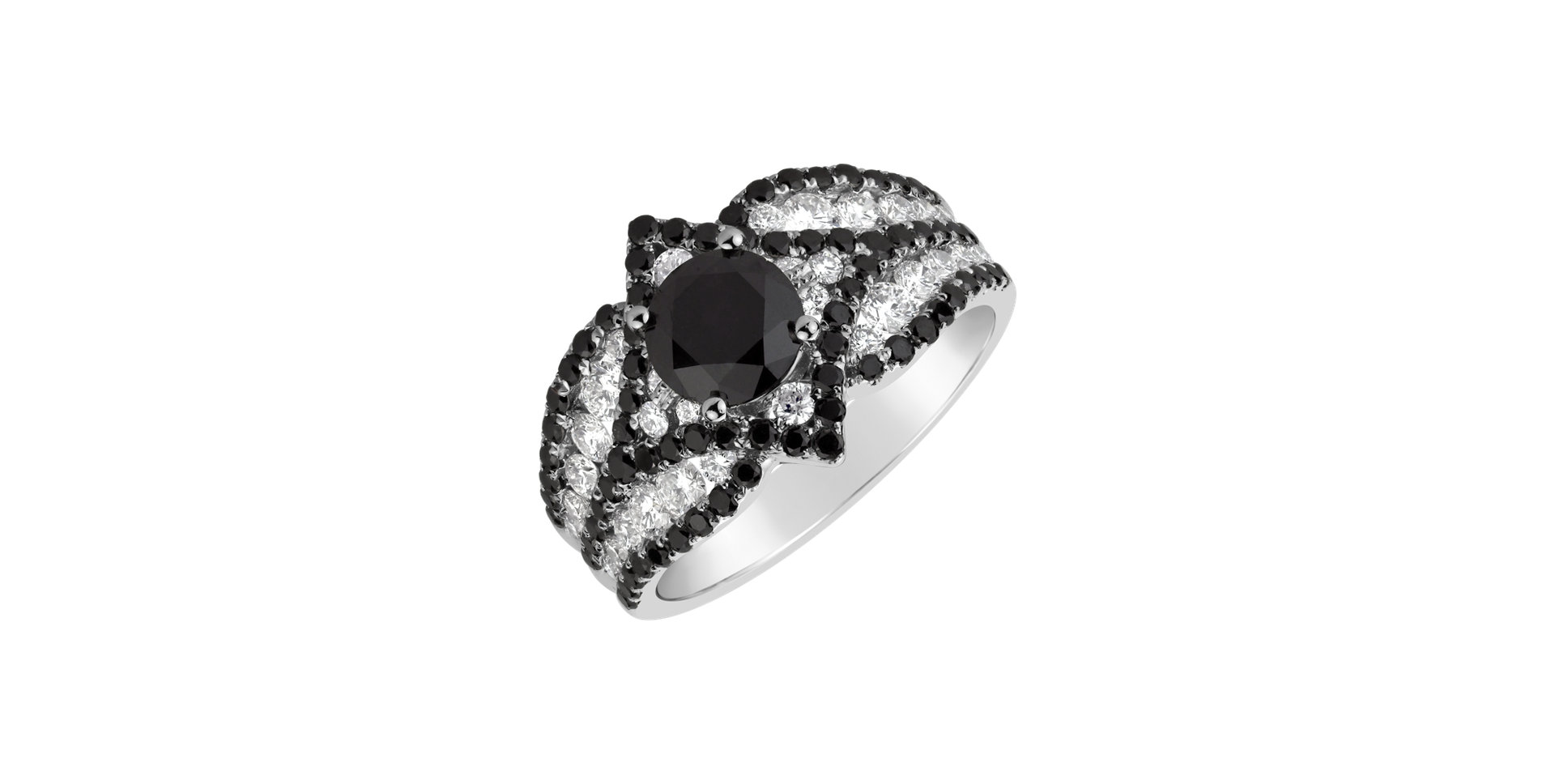 Ring with black and white diamonds Astrid