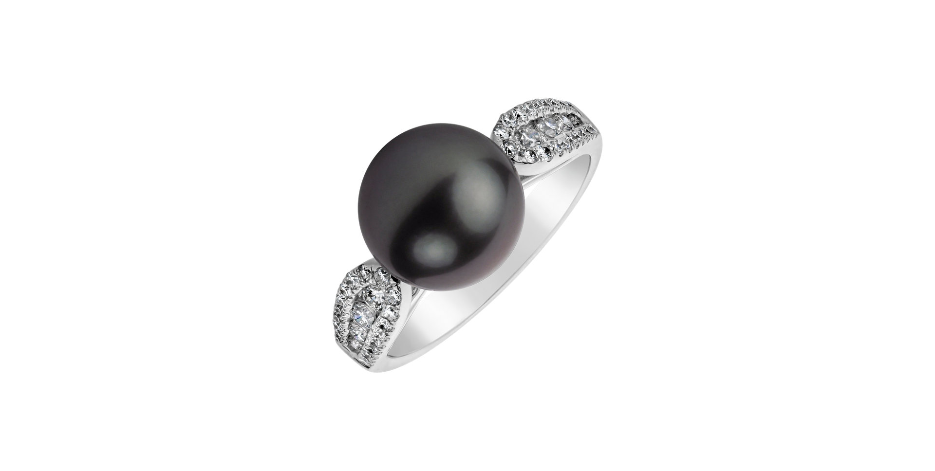 Diamond ring with Pearl Dark Shore
