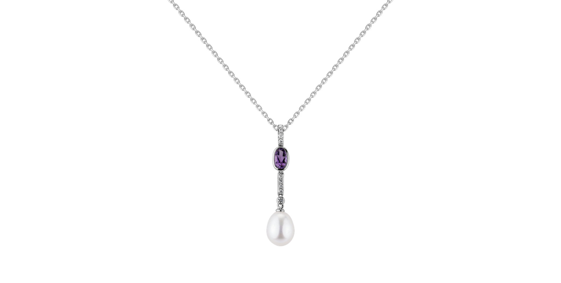 Diamond pendant with Pearl and Amethyst Sacred Treasure