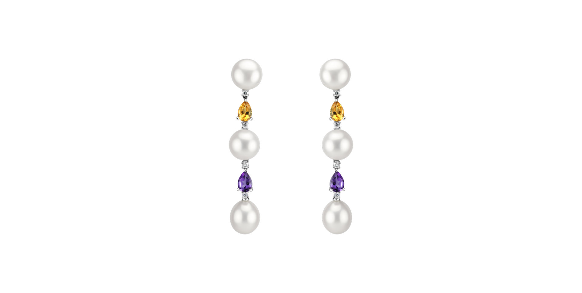 Diamond earrings, Amethyst ,Citrine and with Pearl Ocean Dream