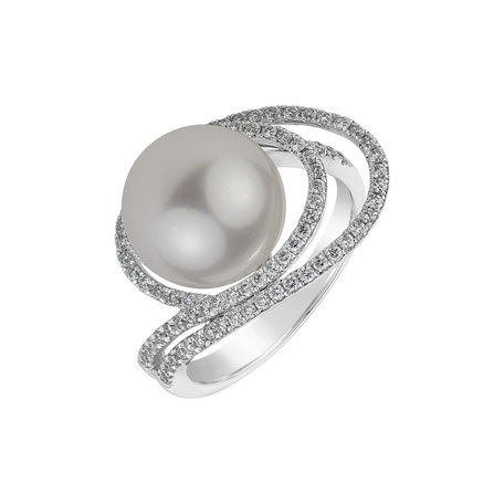 Diamond ring with Pearl Ocean Vortex