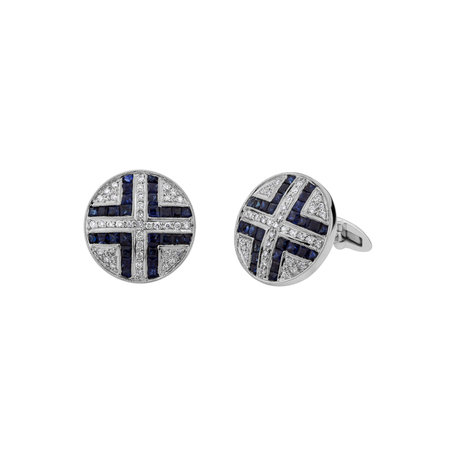 Diamond Cufflinks with Sapphire Elegant Details