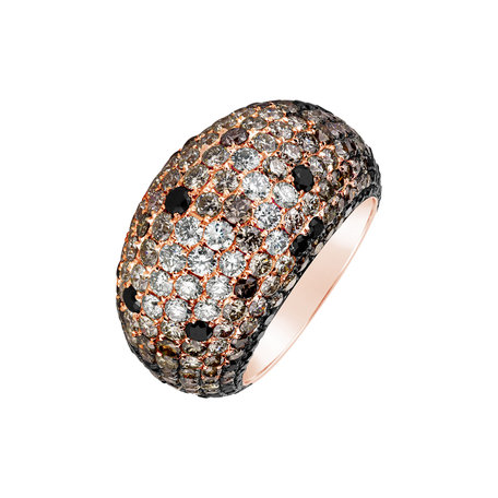 Ring with white, black and brown diamonds Alisia