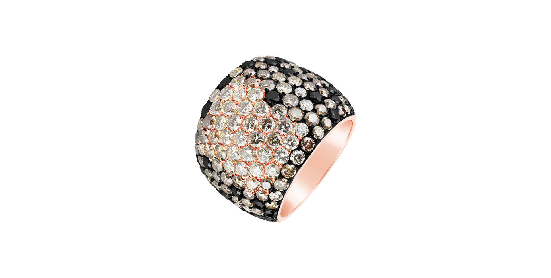Ring with white, brown and black diamonds Charleston Charm
