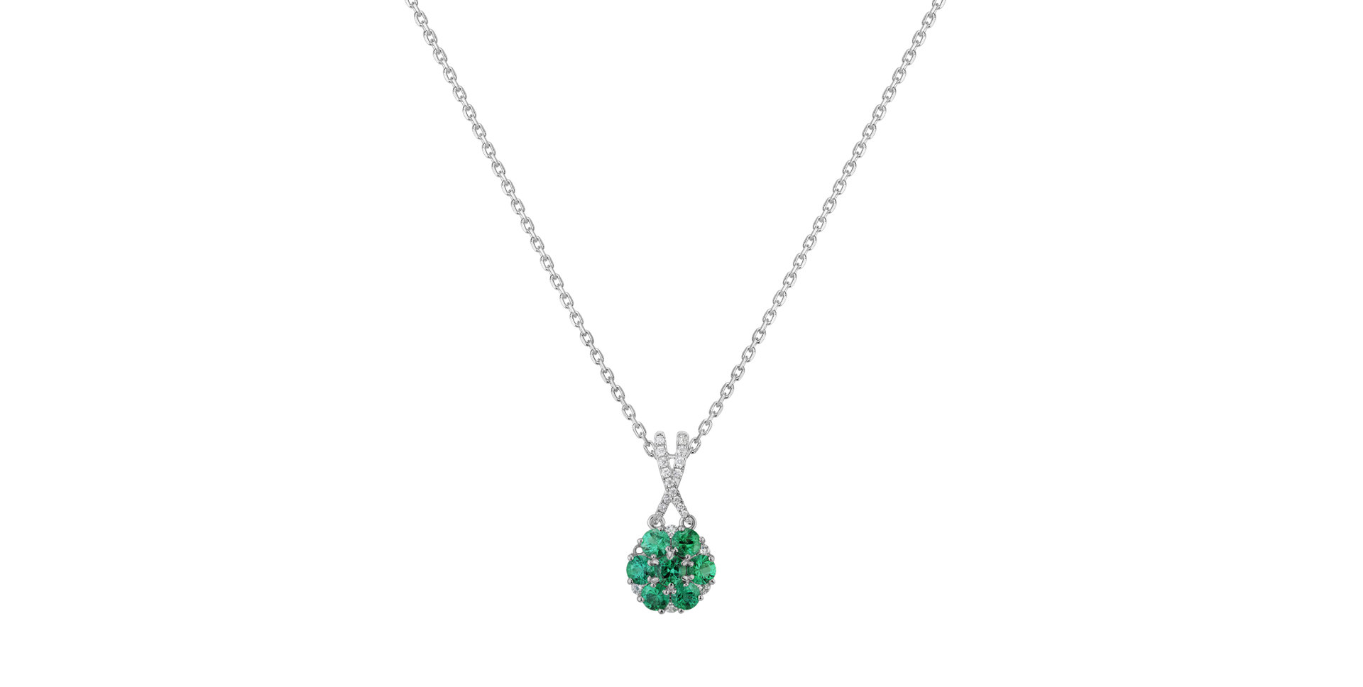 Diamond pendant with Emerald Blooming of the Dot