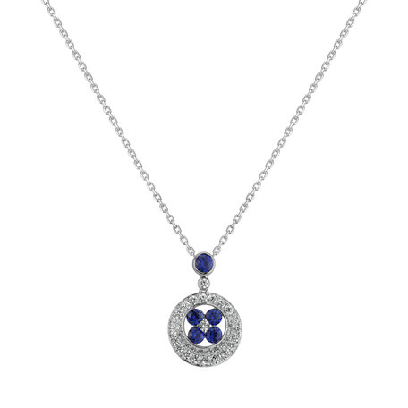 Diamond pendant with Sapphire Flower of Spring