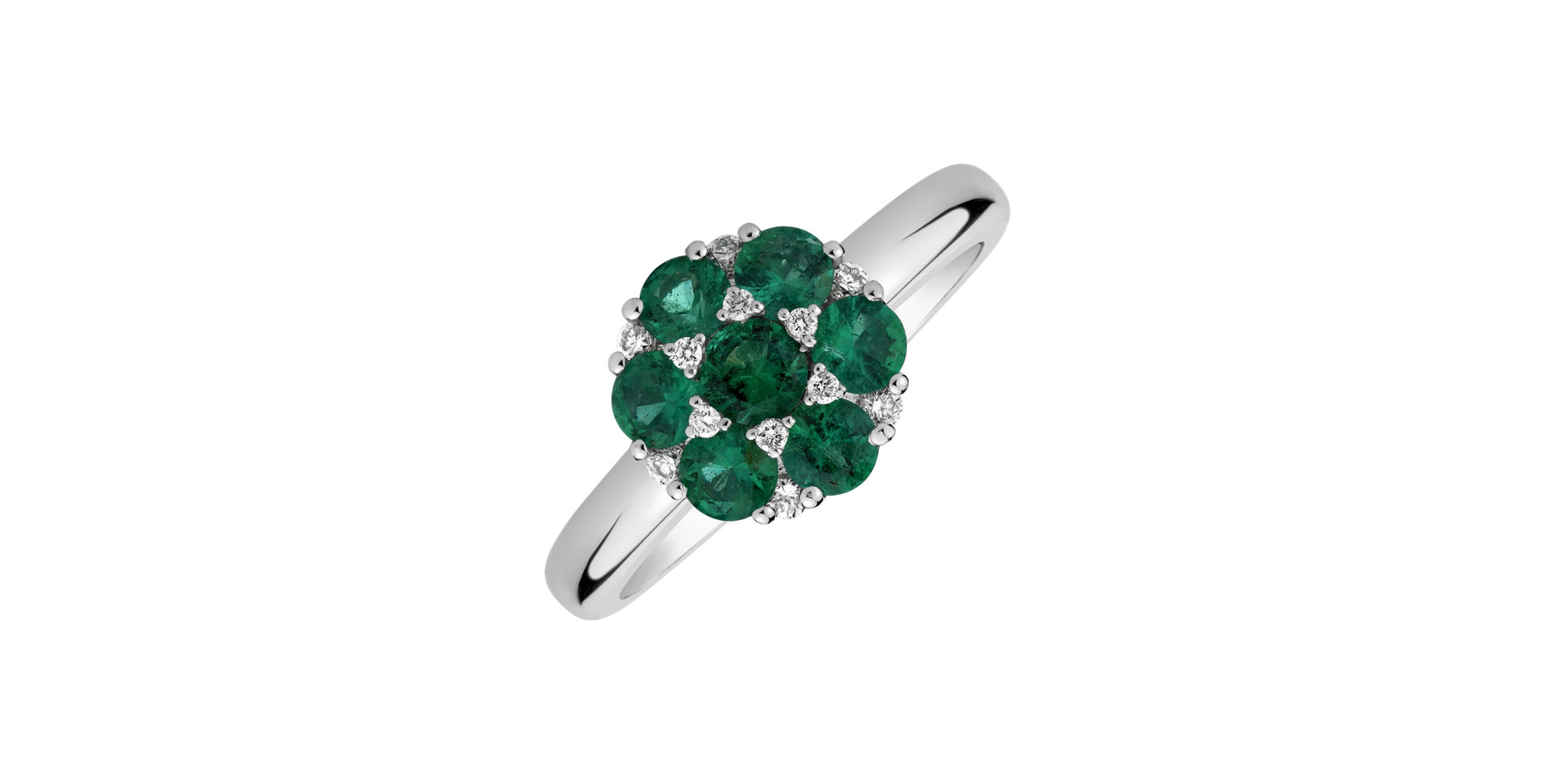 Diamond ring with Emerald Divine Blossom